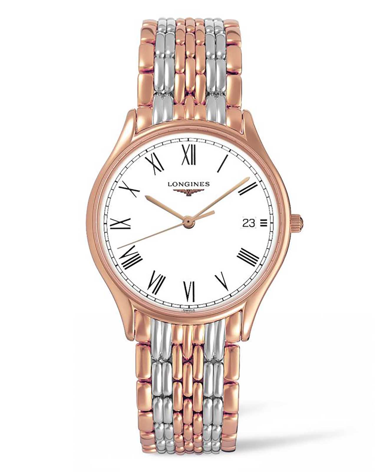 Longines Longines Lyre L4.759.1.11.7  L47591117 кварцевые женские часы белый циферблат, браслет сталь c pvd покрытием — вид спереди